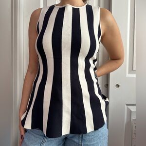 Ann Taylor Striped Sleeveless Top - Black and White